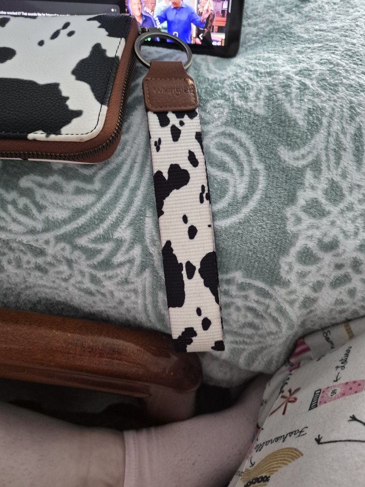 Wrangler Cow Print Zip Around Wallet with Wristlet Strap