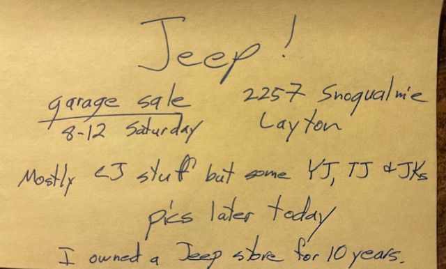 Jeep parts Garage Sale!!!!!!
