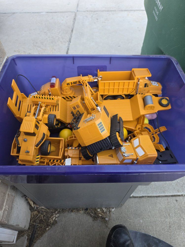 Yellow Toy Construction Vehicles Lot - Dump Truck, Excavator, Front Loader