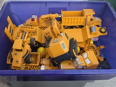 Yellow Toy Construction Vehicles Lot - Dump Truck, Excavator, Front Loader