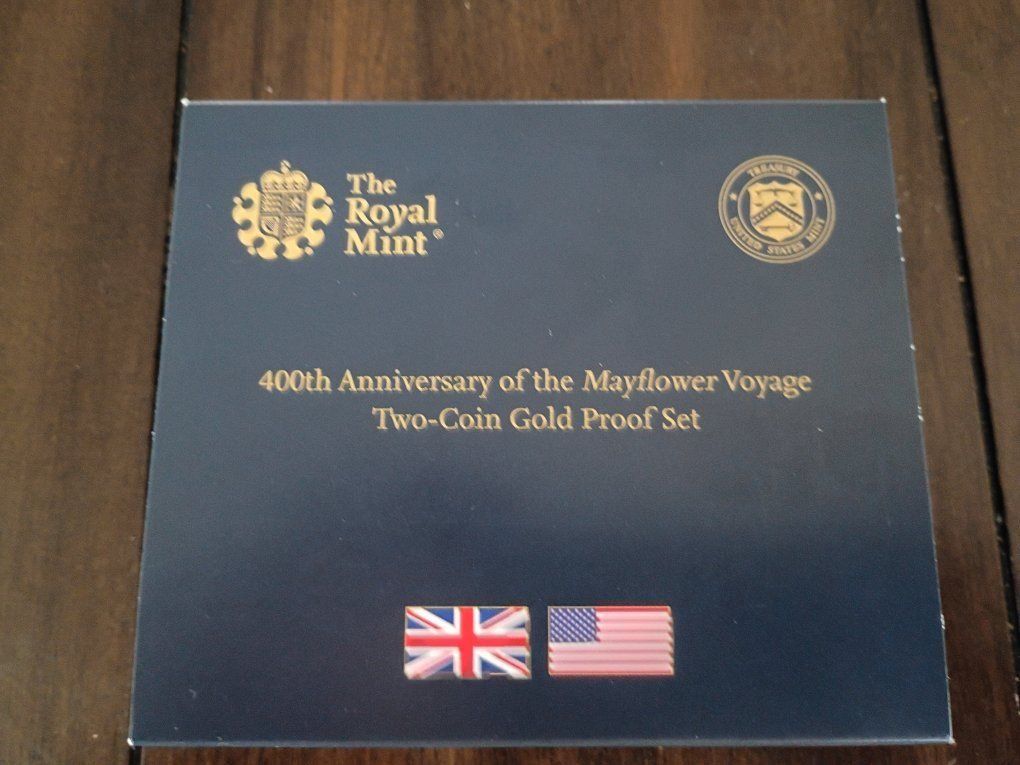 2020 400th Anniversary of the Mayflower Voyage Two-Coin Gold Proof Set US Mint & Royal Mint