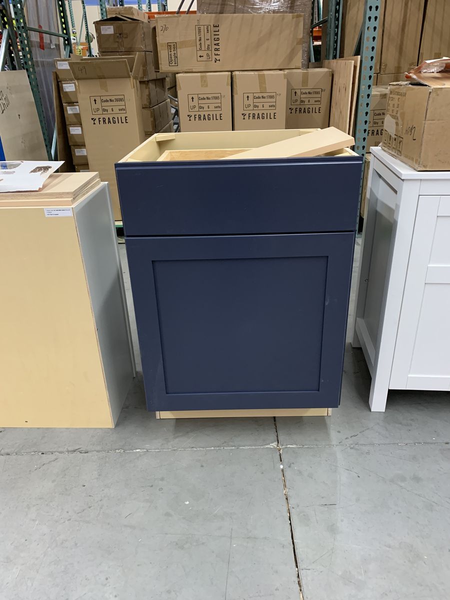 Hampton Bay Avondale 24 in. W x 24 in. D x 34.5 in. H Ready to Assemble Plywood Shaker Base Kitchen Cabinet in Ink Blue