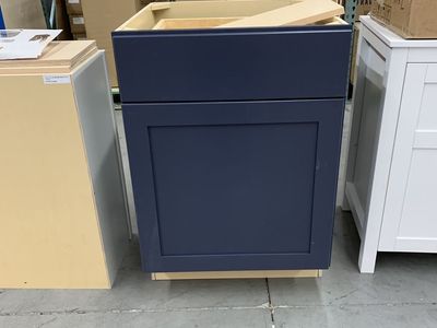 Hampton Bay Avondale 24 in. W x 24 in. D x 34.5 in. H Ready to Assemble Plywood Shaker Base Kitchen Cabinet in Ink Blue