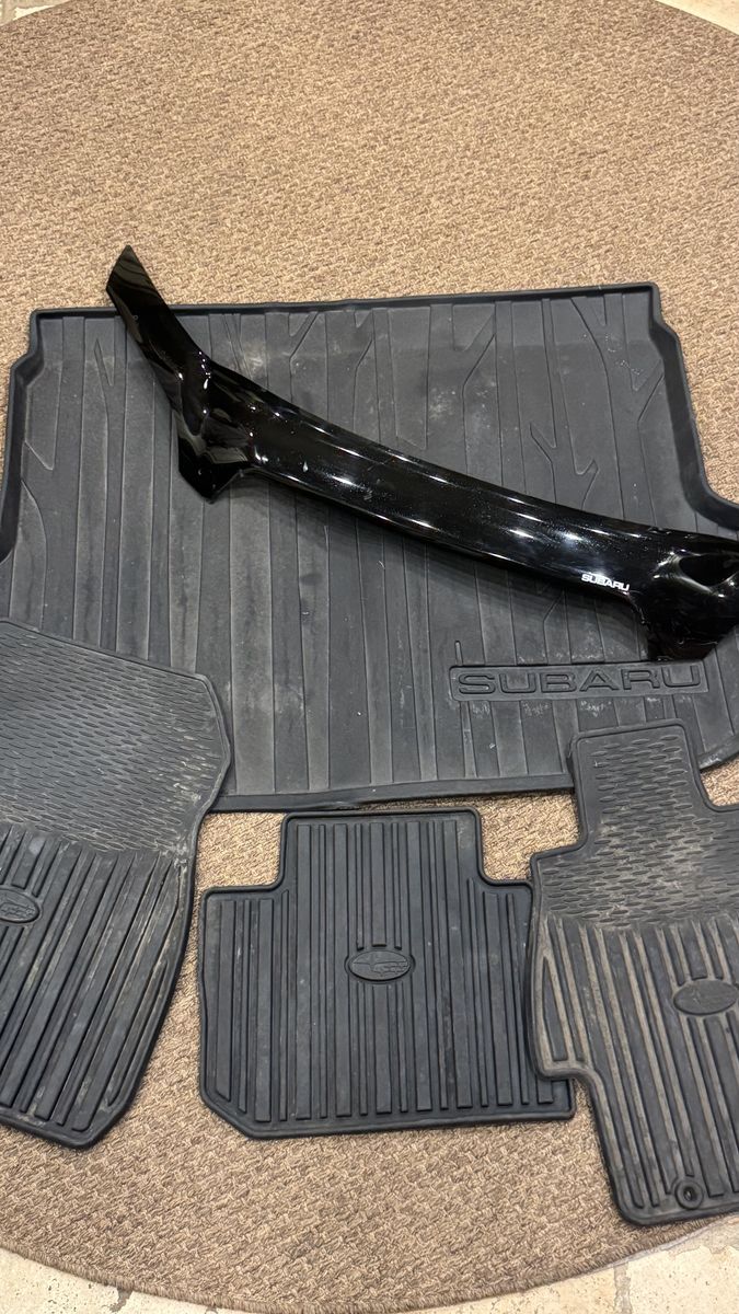 Subaru Legacy Hood Deflector and Rubber Floor Mats with Trunk Rubber Mat $60.00