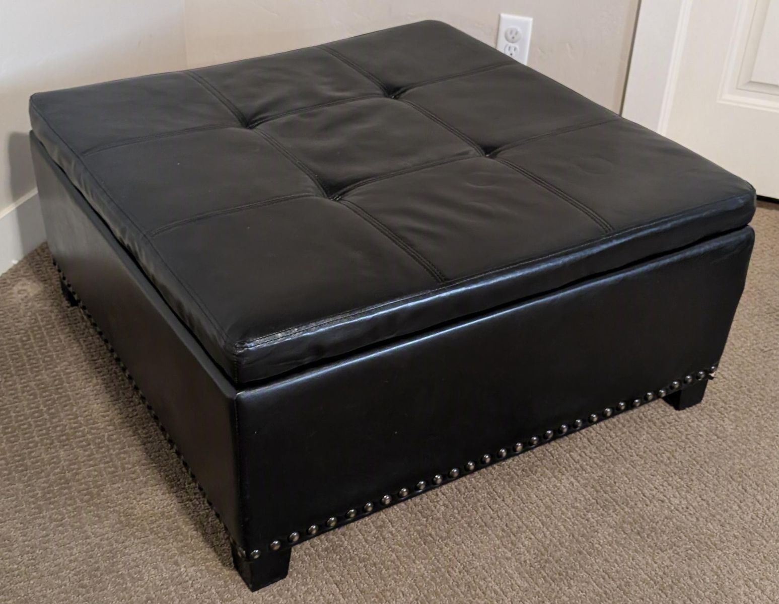 Brown Square Ottoman with storage