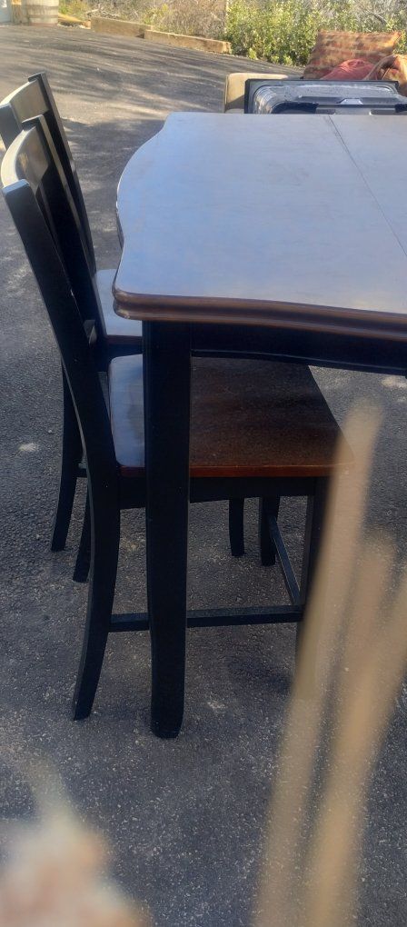 Dark Wood Dining Table and Chairs - Used, Good Condition