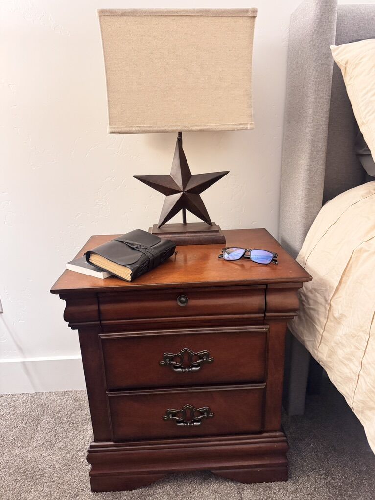 Solid Wood Cherry Nightstand – Vintage Hardware