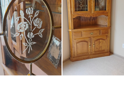 Solid oak corner cabinet