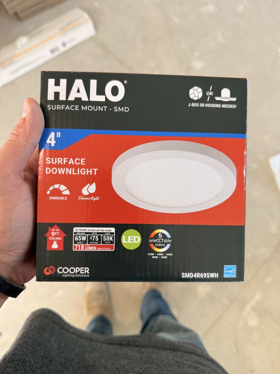 Brand New Halo 4" LED Surface Mount Downlights 4-Pack (5-CCT Selectable) - 20 Boxes Available