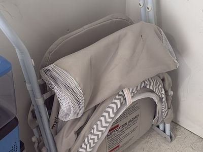 Portable Infant Bassinet with Grey and White Chevron Pattern