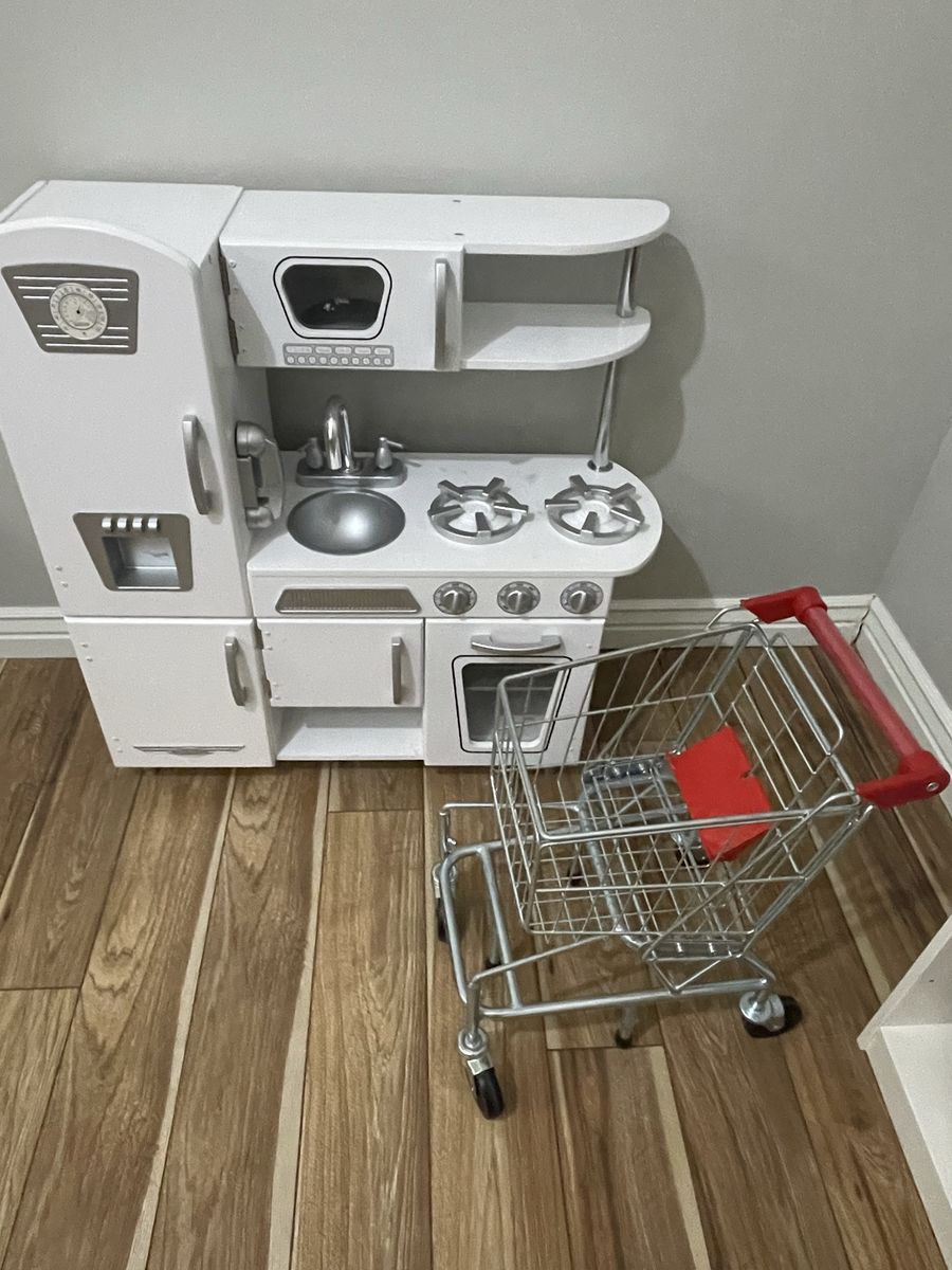 Kids Play Kitchen And Shopping Trolley