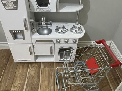 Kids Play Kitchen And Shopping Trolley