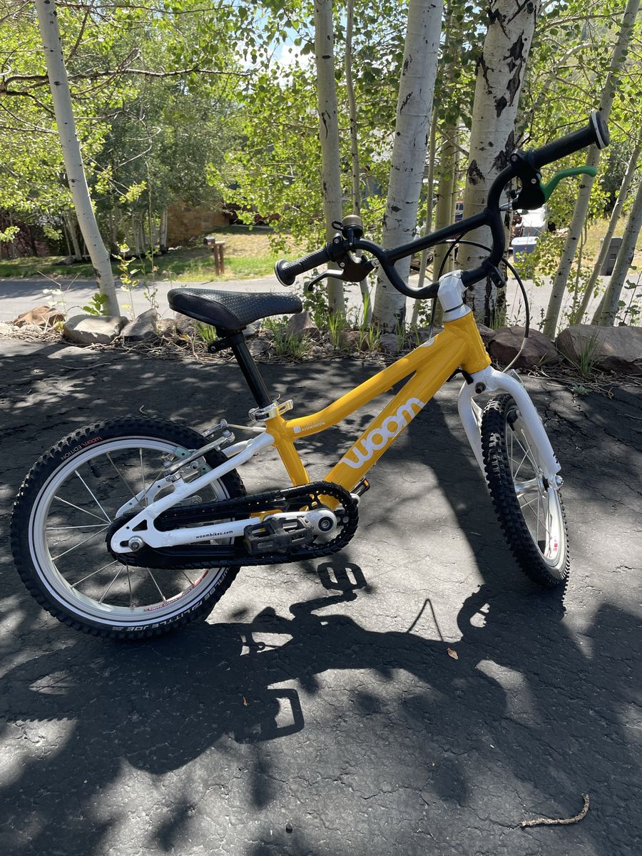 Woom 2 Kids Bike Yellow 14 inch Lightweight Childrens Bicycle
