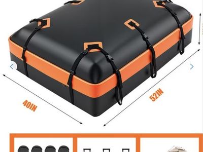 Universal Car Roof Top Cargo Carrier Bag - 52x40in, Waterproof, Easy-Fold, Large Capacity