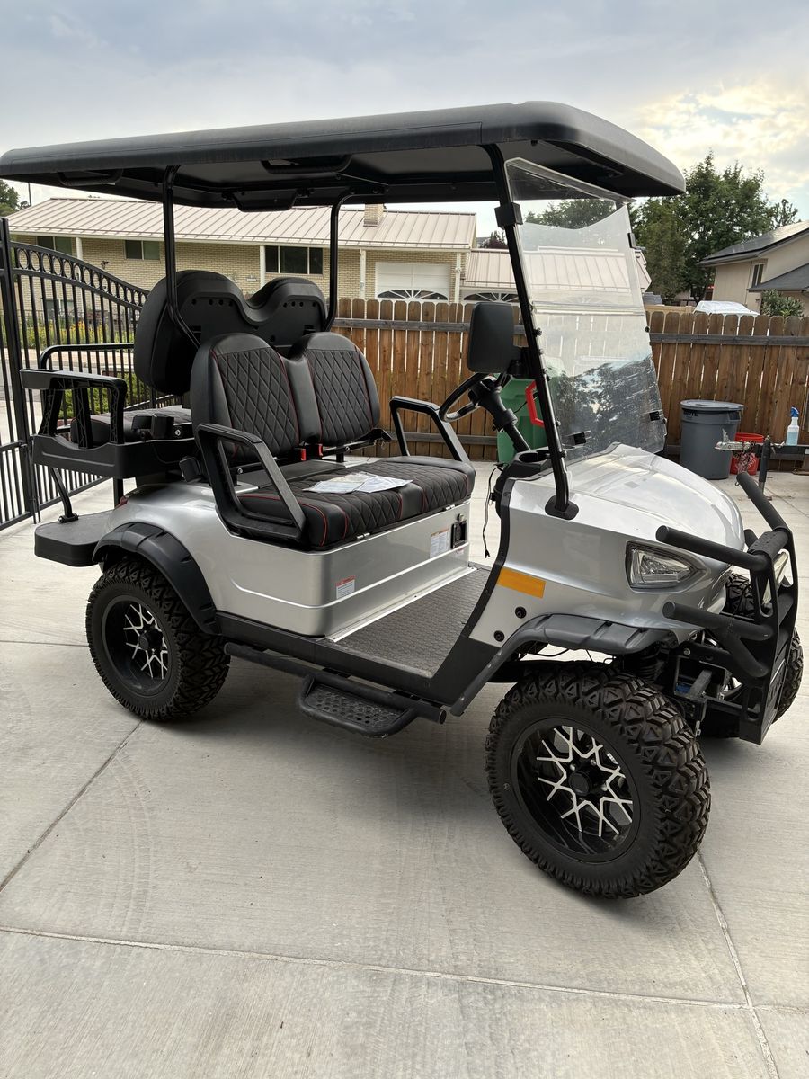 2024 Kandi Electric Off-Road Golf Cart - 4-Seater, Silver, All-Terrain Tires