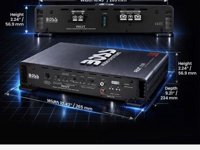 BOSS Audio Systems Riot R1100M Monoblock Car Amplifier - 1100W, MOSFET Power, Blue LED