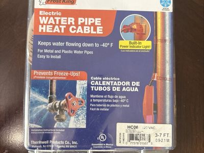 brand-new, factory-sealed Frost King Electric Water Pipe Heat Cable (Model HC06)