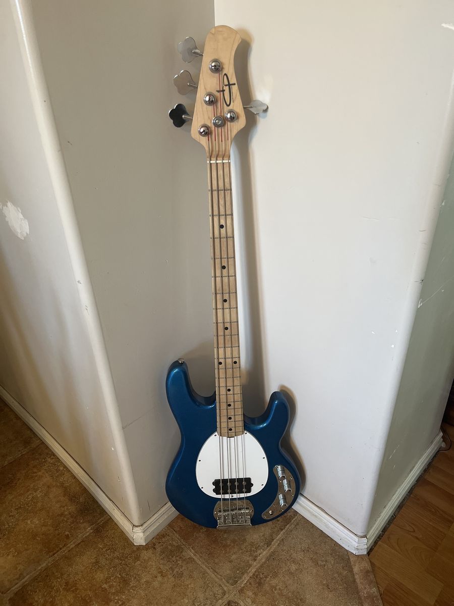 Metallic Blue Electric Bass Guitar with Maple Fretboard
