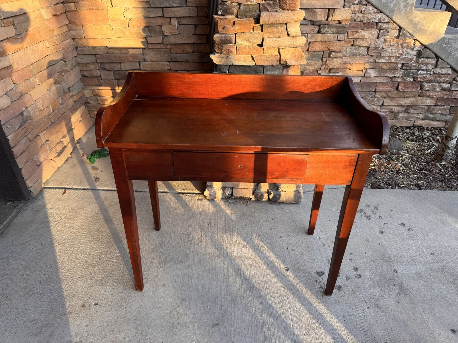 Antique wood table desk with drawer