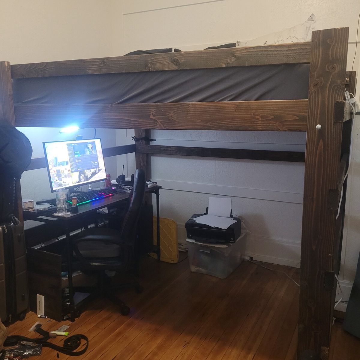 Custom Solid Wood Loft Bed- Stained Wood Finish