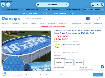 Pool solar cover