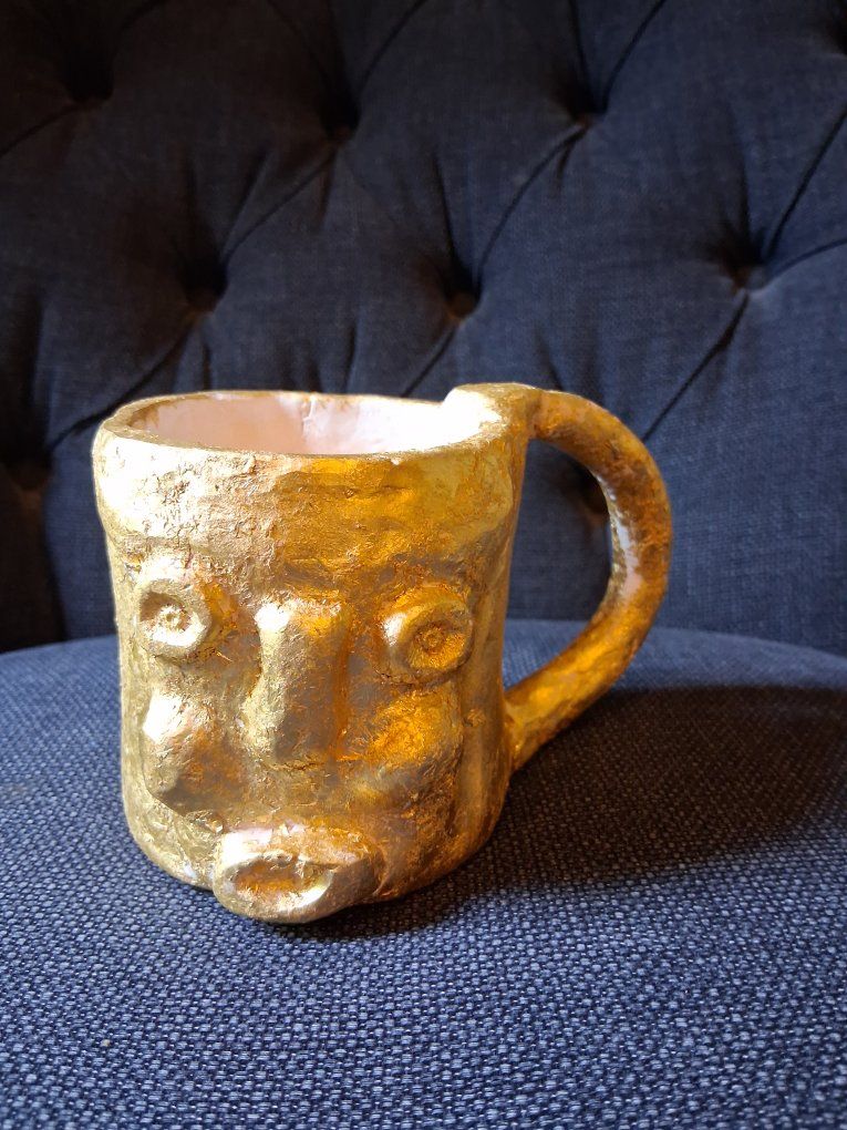 custum gold leafed pottery mug