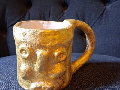 custum gold leafed pottery mug