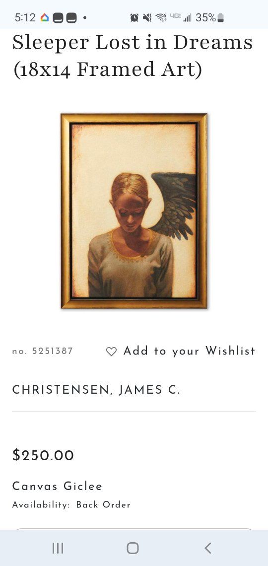James C. Christensen "Sleeper Lost in Dreams" 18x14 Framed Canvas Giclee Art