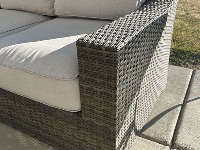 Outdoor Wicker Patio Sectional Sofa with Cushions - Gray