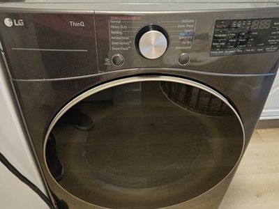 LG ThinQ Smart Electric Dryer - Black Stainless Steel, Steam Cycle & Sensor Dry, Antibacterial