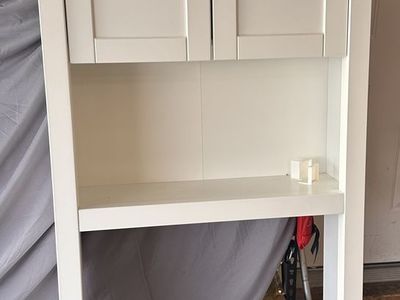 Awesome Like New White Space Saver Bathroom Cabinet!