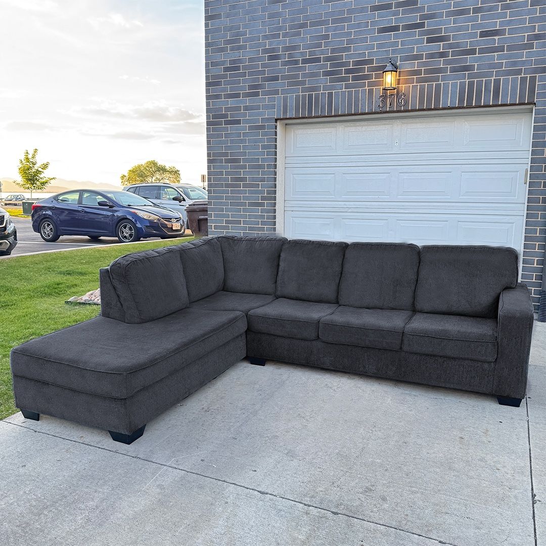 L-Shaped Dark Gray Sectional Couch - Delivery Available