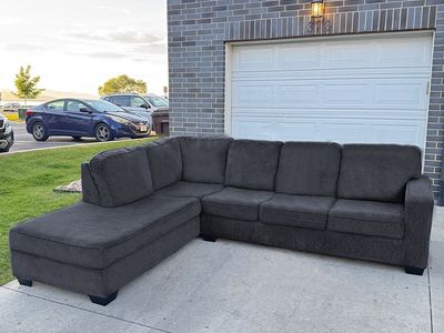 L-Shaped Dark Gray Sectional Couch - Delivery Available