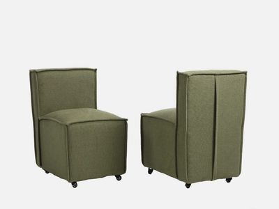 2 Green Upholstered Dining Chairs