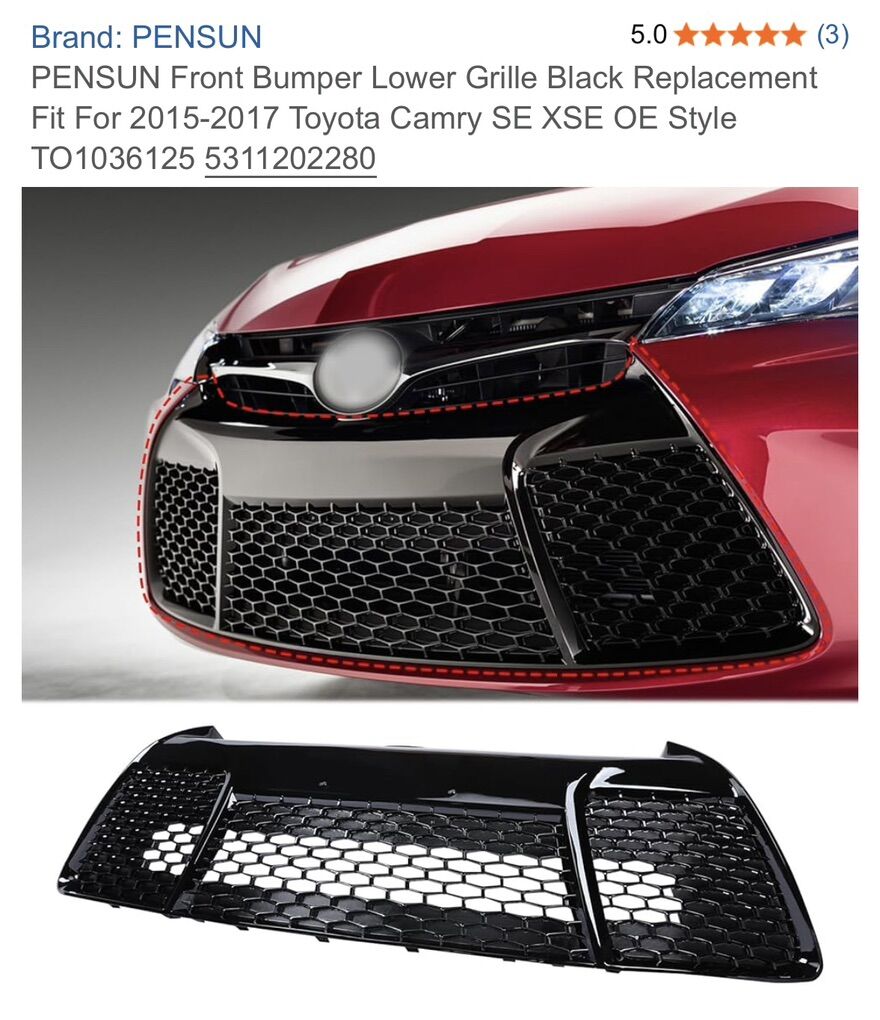 Toyota Camry 2015-17 SE/XSE Lower Grille