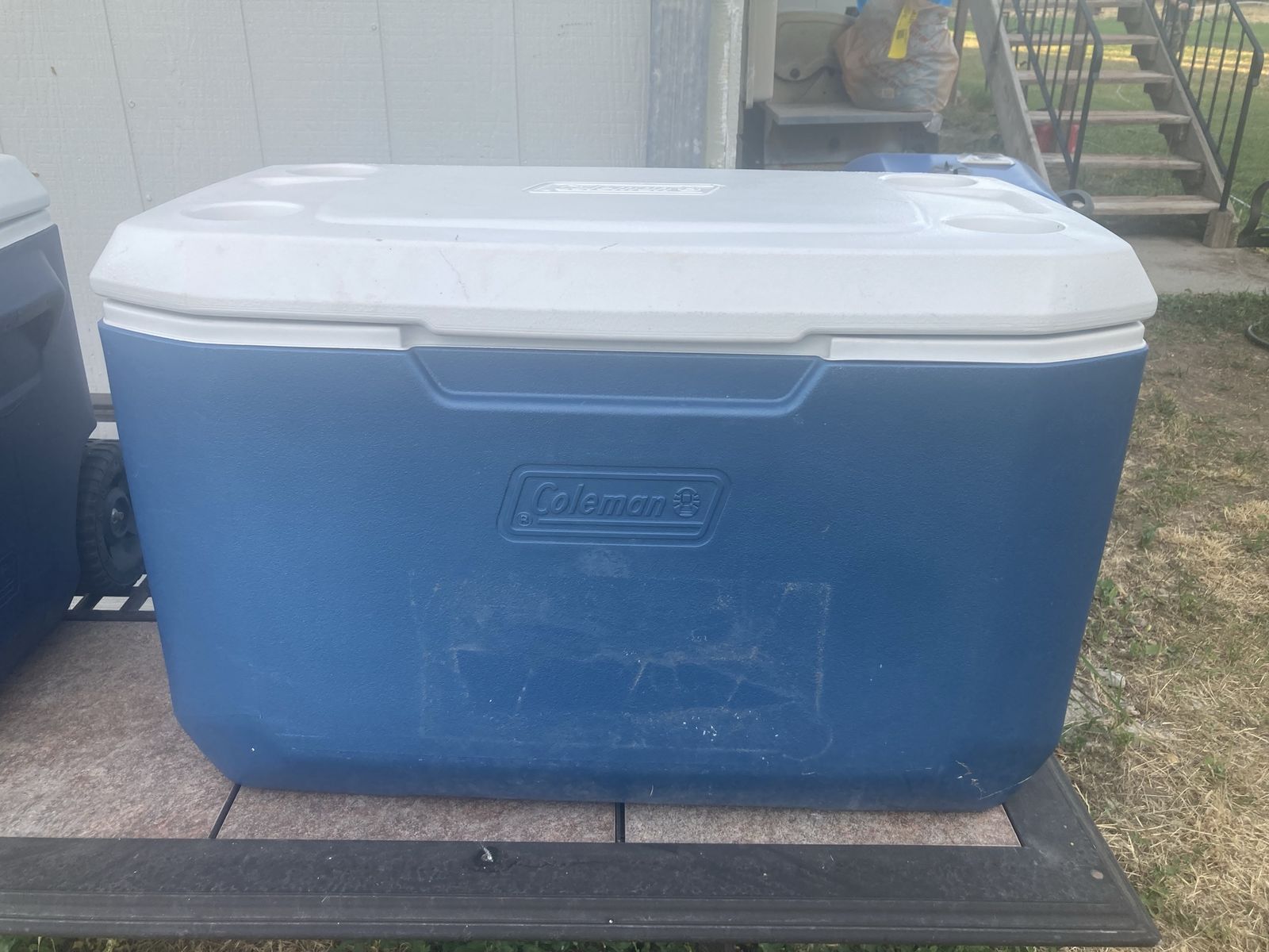 Coleman 70-Quart Xtreme 5 Marine Cooler - Blue/White with Cupholders, Great for Outdoors