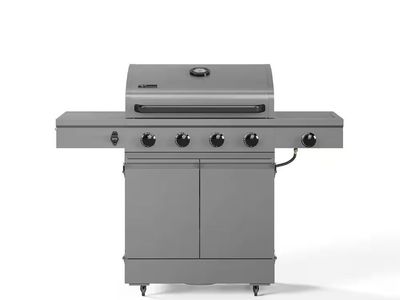 Tytus 4-Burner Freestanding Gas Grill with Side Burner Gray Stainless Steel