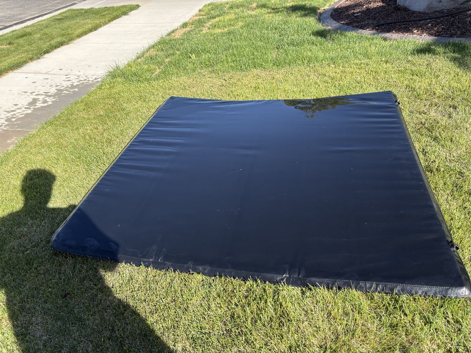 Black Tri-Fold Truck Bed Tonneau Cover, Used, Weather Resistant