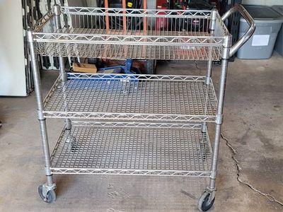 Large, Heavy Duty 3 Tier Shelf Steel Rolling Industrial Cart