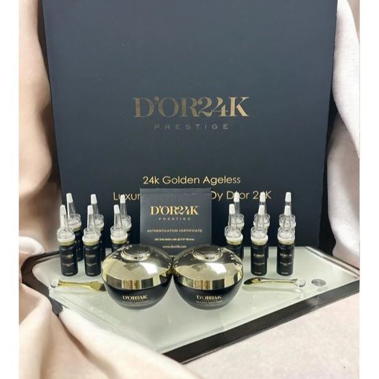 D'OR24K Prestige 24K Golden Ageless Gold Foil Collection Luxury Treatment Skincare Set retails for $19,000.
