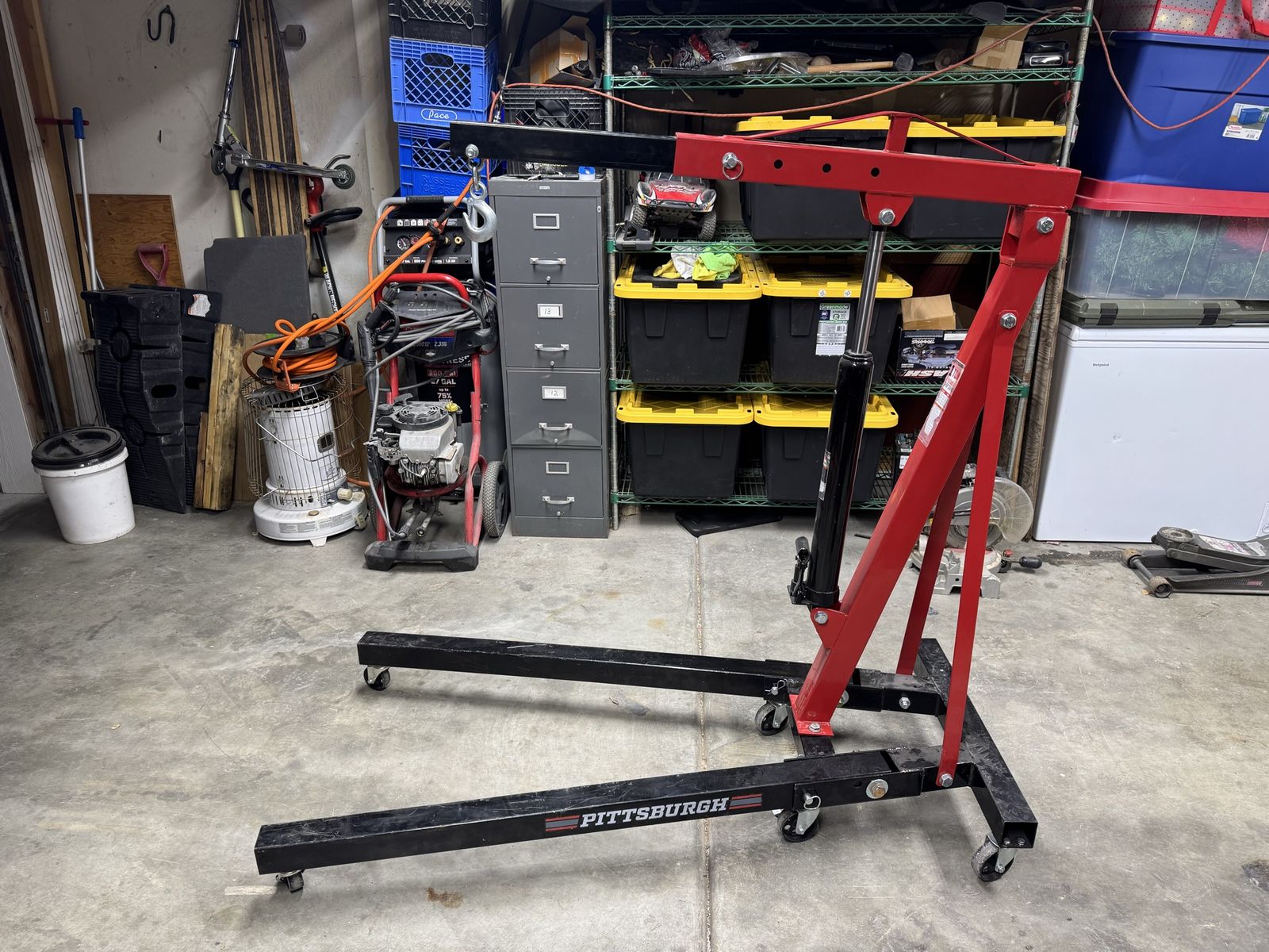 Pittsburgh Automotive 1 Ton Foldable Engine Hoist Shop Crane Cherry Picker Lift