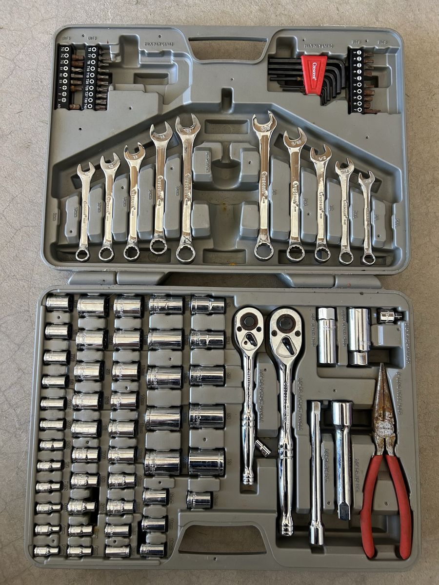 Crescent Mechanic's Tool Set with Ratchets, Sockets, and Case