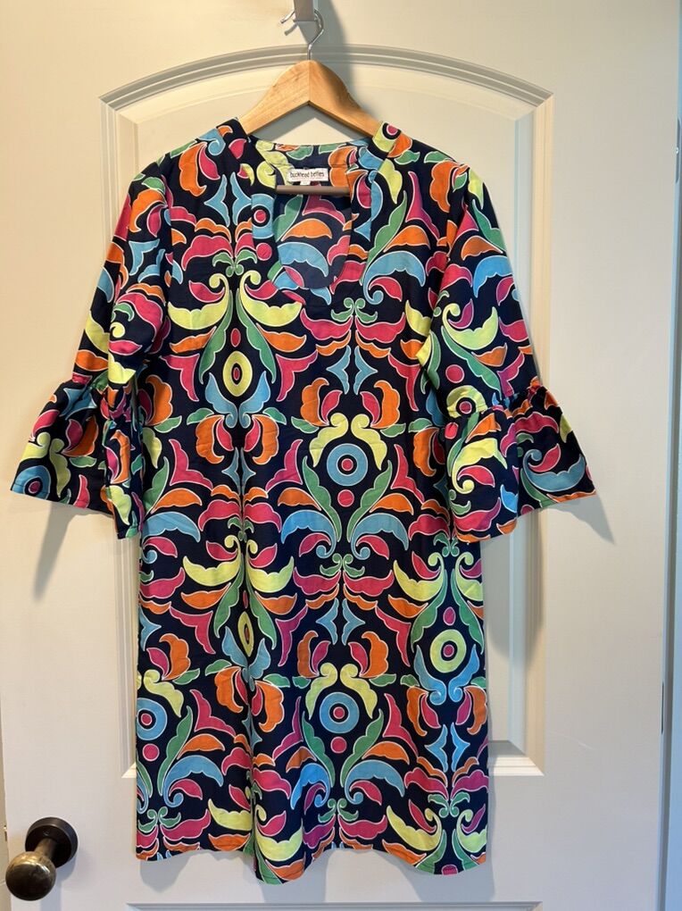 Buckhead Betties Shift Dress Ruffle Sleeve Med