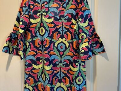 Buckhead Betties Shift Dress Ruffle Sleeve Med