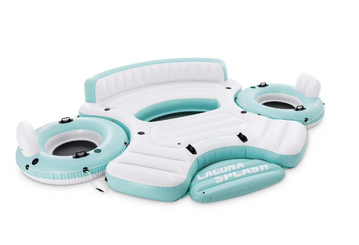 Intex Laguna Splash Island Floating Water Raft with 2 Detachable Solo Lounge