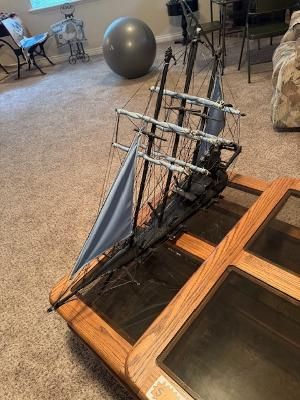 “Large solid wood model sailing ship – 2ft+ – detailed rigging – nautical décor”