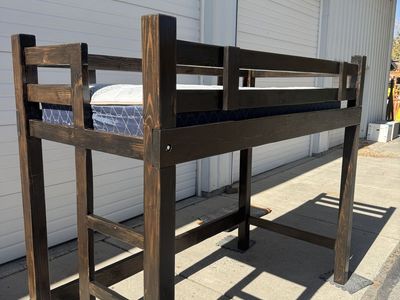 Twin XL Loft Bed / Stained Dark Walnut