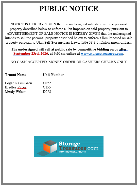 Notice of Public Auction