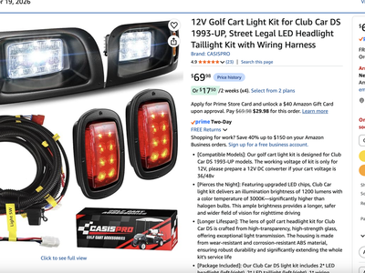 12V LED Golf Cart Light Kit for Club Car DS (1993-UP) - Headlights, Taillights & Wiring Harness