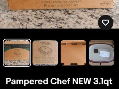 Pampered Chef Deep Covered Baker Stoneware #1321 New Traditions Cranberry 3.1 Qt